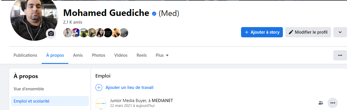 profil facebook verifié medianet